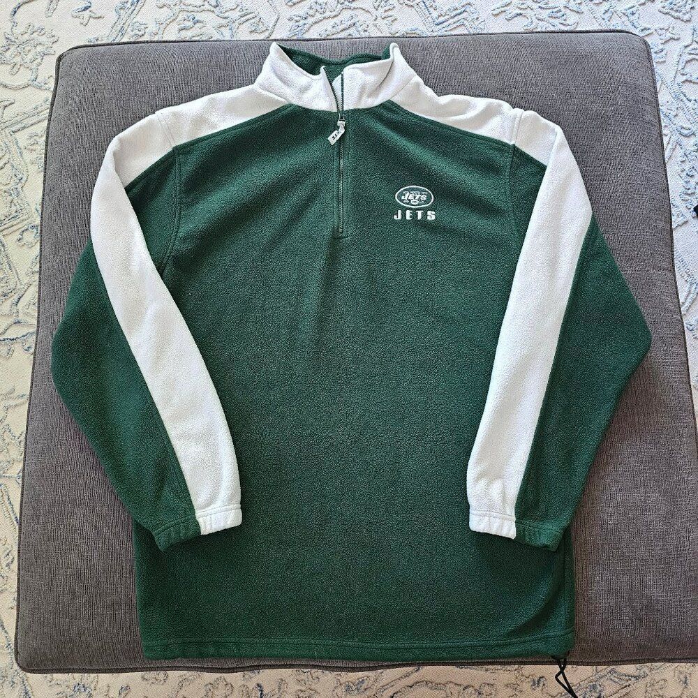 NFL New York Jets Green 1/4 Zip Logo Long Sleeves Fleece Sweatshirt